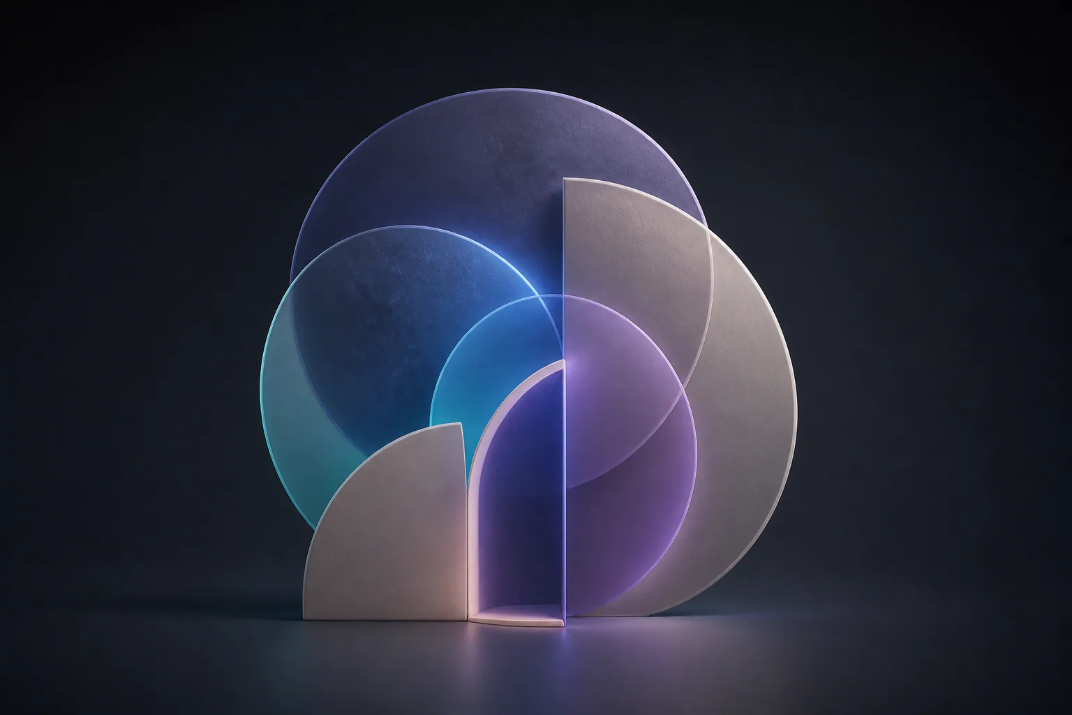 AI-generated abstract overlapping geometric material study with no people or user data