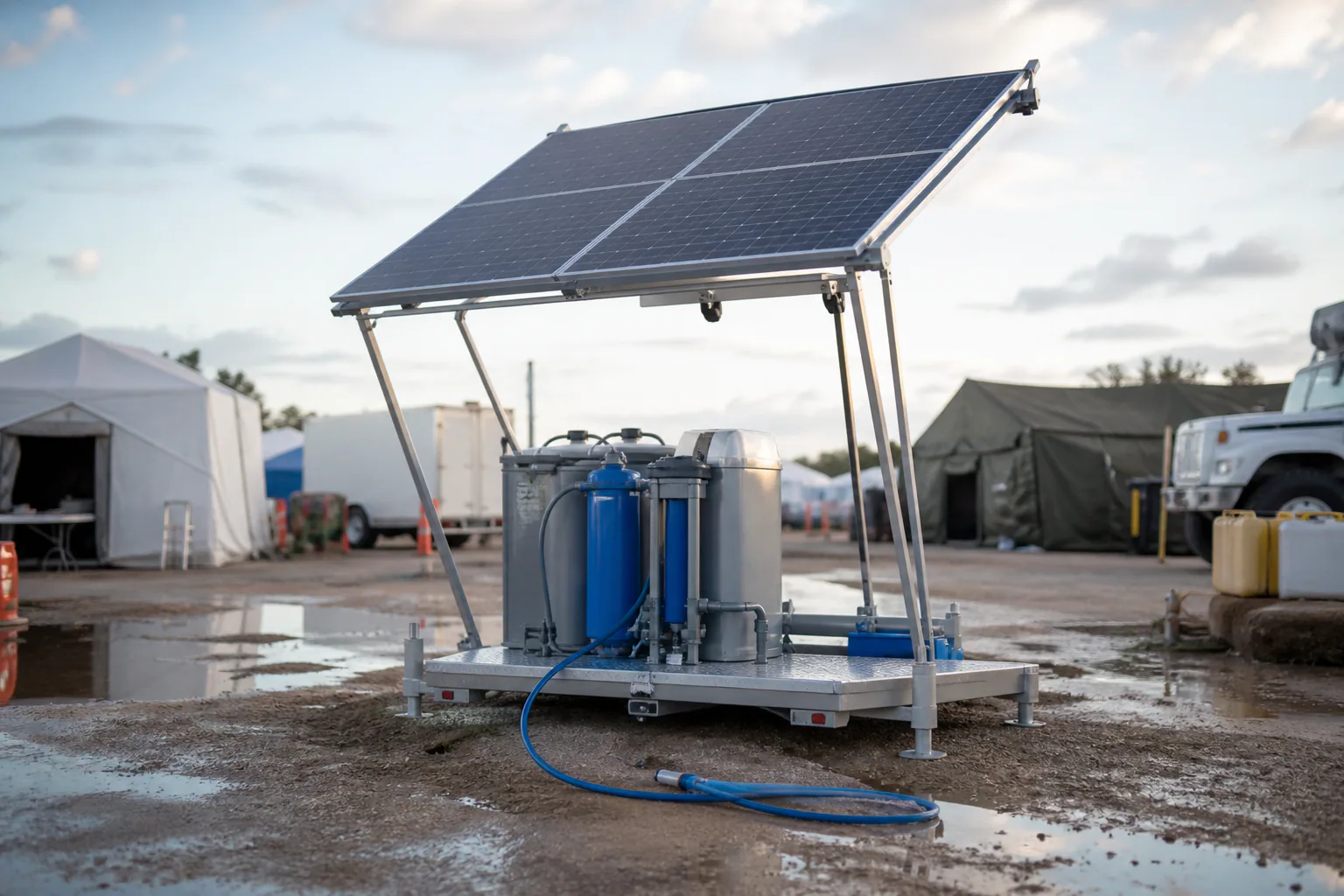 AQUA-LIFT beside an emergency shelter