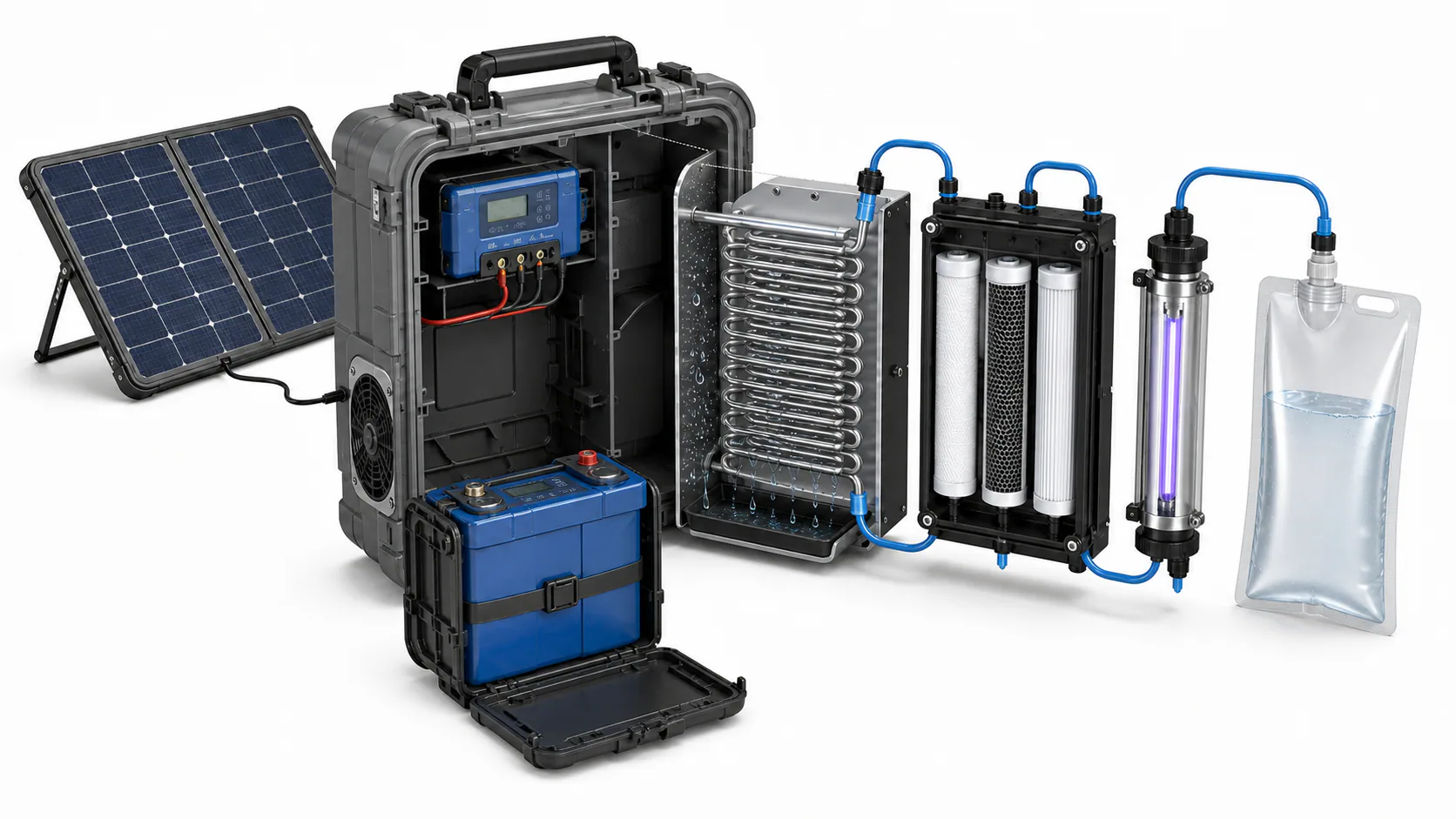 AtmosPouch open case and connected treatment system concept