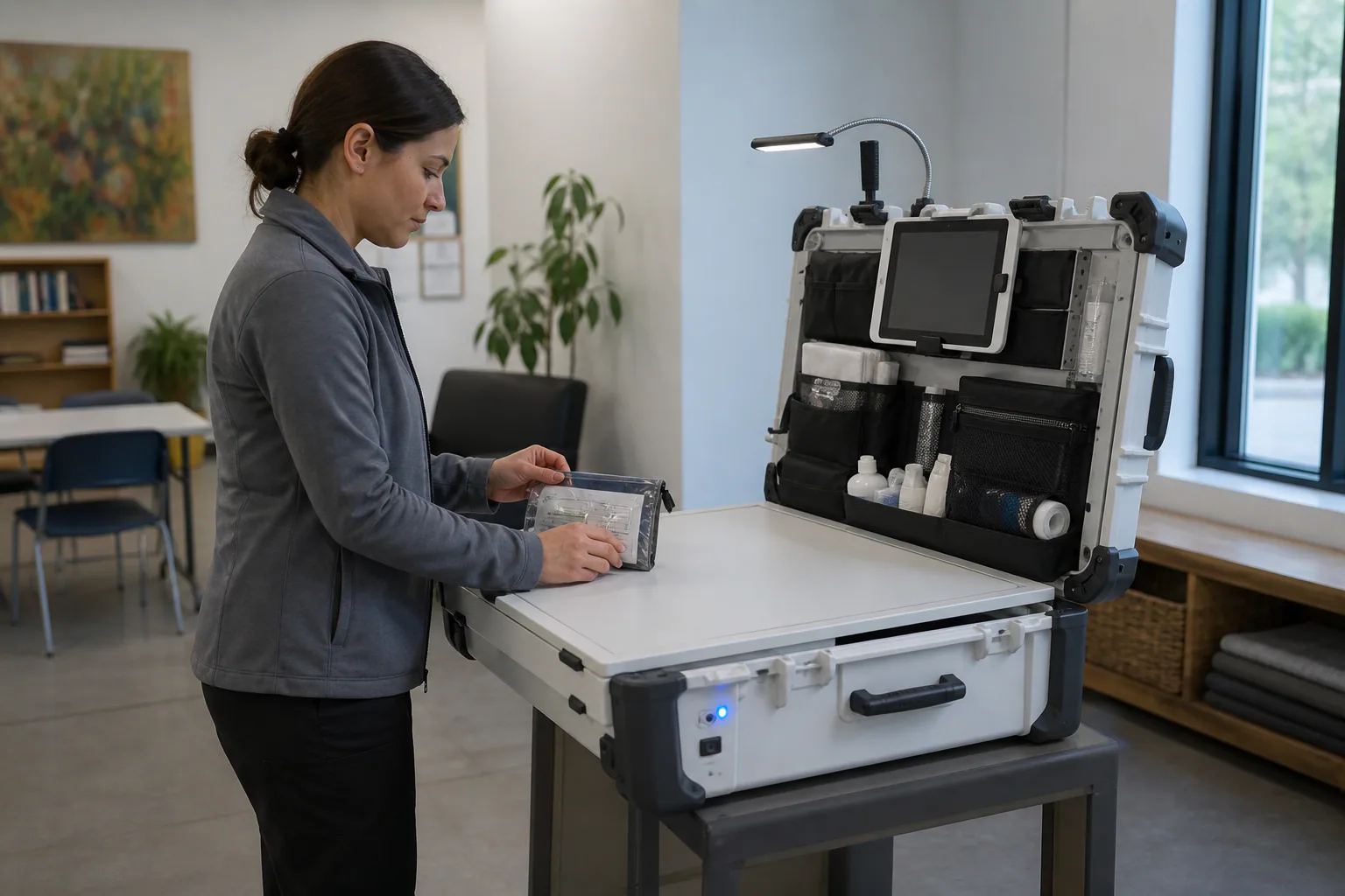 Clinic-in-a-Case human-scale support concept